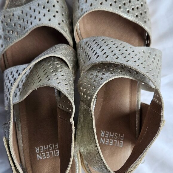 Eileen Fisher Willow Espadrille Wedge Sandals Size 7.5 - Picture 4 of 12